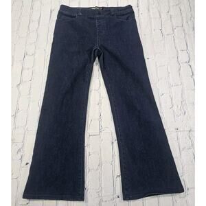 Betabrand WOMENS M S-Petite Blue 4 Pocket Bootcut Yoga Denim Jeans Pull On